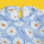 2021 new one piece blue long sleeve swimsuit floral swimwear