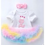 Hight Quality Baby Birthday Rainbow Smash Cake Tutu Dress Set With Headband 