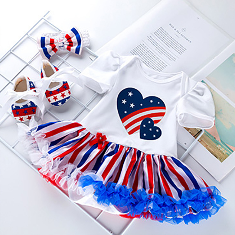 Cute 4th of July summer baby girl bubble romper