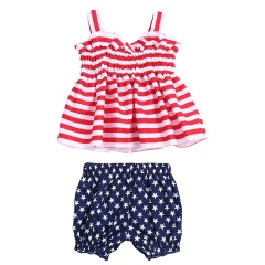 Wholesale Baby Girl Swing Outfit Sets Sleeveless Top And Pants For 4Th Of July