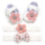 Focusnorm 0-18M newborn baby girls boys crib shoes cotton flowers hook soft cork baby shoes 6 colors headband