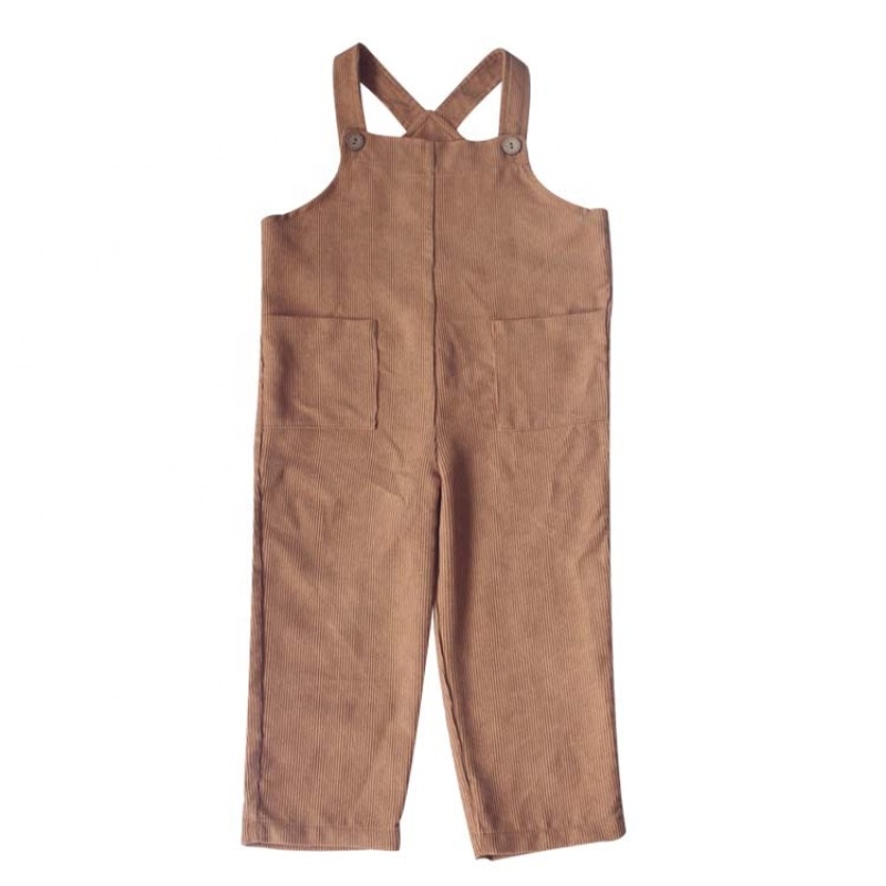 Toddler Baby Boy Bib Overall Corduroy Jumpsuit With Pockets