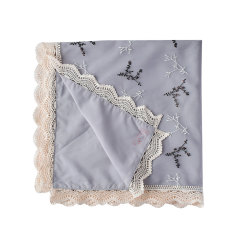 Factory Wholesale Solid Color Print  Laced Soft Cotton Baby Quilt Embroidered  Blanket For Girl