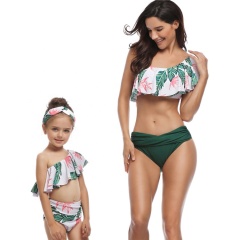 Summer designer pink green kids women's triangle split bikini suit wear