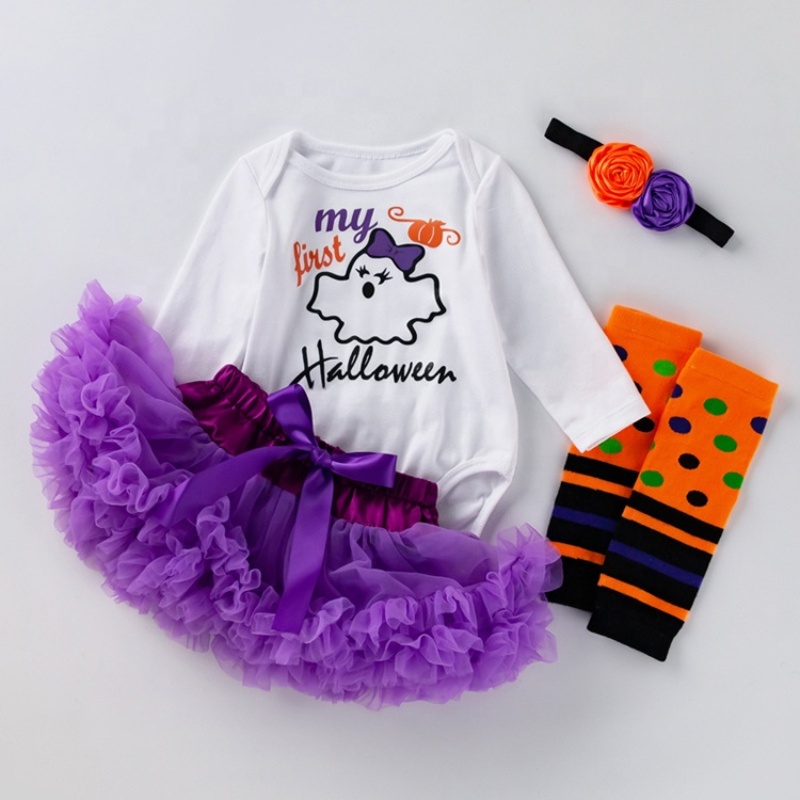 2021 cute cartoon pumpkin puff short sleeve tutu pettiskirt luxury baby dresses
