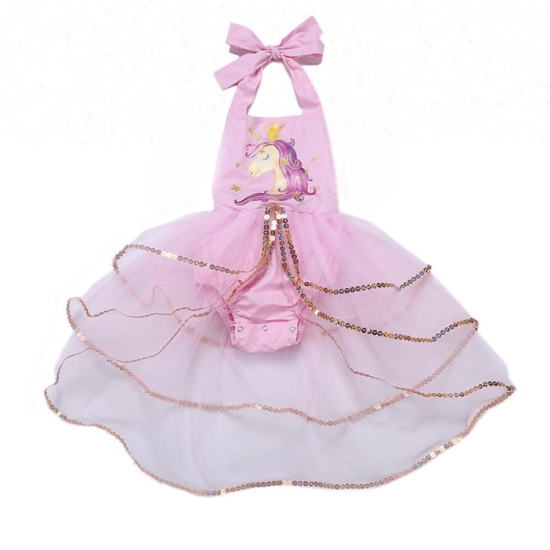 Wholesale Newborn Baby Girl Summer Romper Unicorn Printed Tutu dress