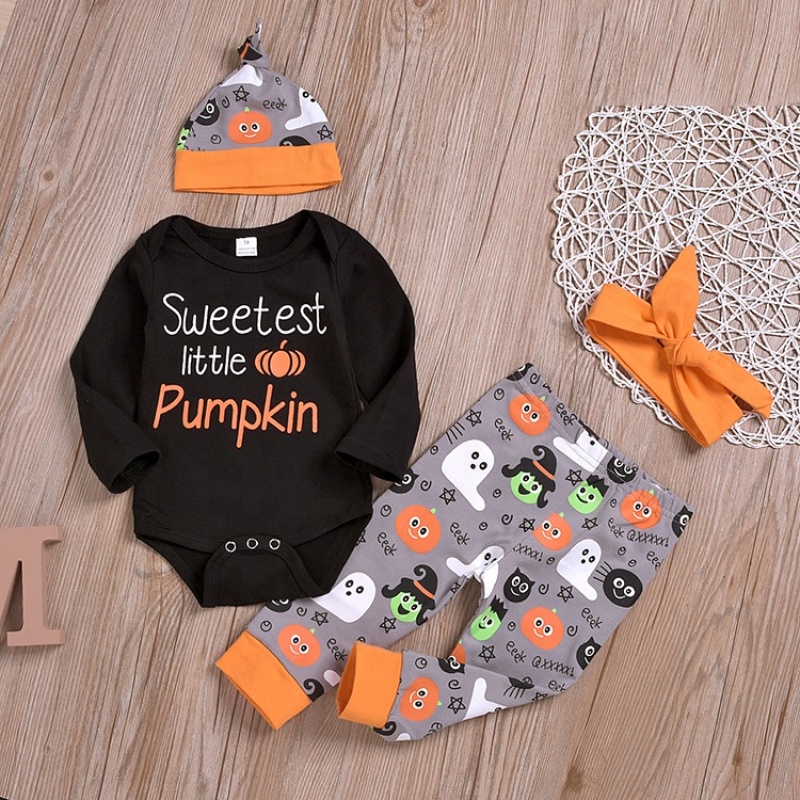 Wholesale halloween fall long sleeve baby long pants romper custom clothes