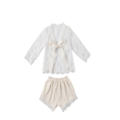 Fashion Kids Baby Girls Outfits Flower Embroidered Short Sleeve Shirt And Shorts 2 Pieces Sets