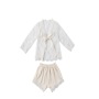 Fashion Kids Baby Girls Outfits Flower Embroidered Short Sleeve Shirt And Shorts 2 Pieces Sets