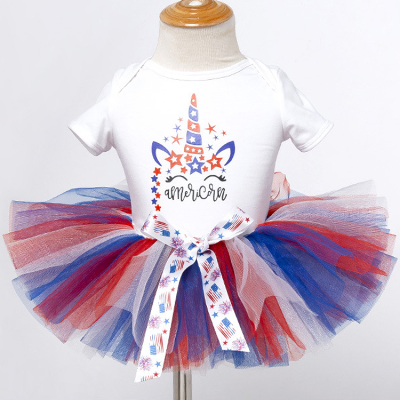 4th of july unicorn girl tutu headband romper set
