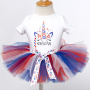 4th of july unicorn girl tutu headband romper set