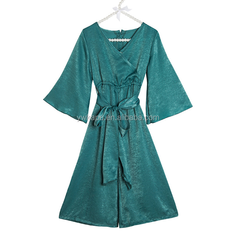 2018 Hot sale long sleeve romper jumpsuit latest design for girl with belt