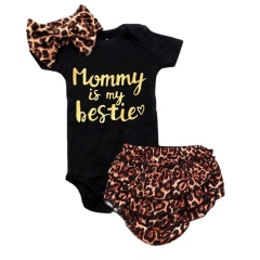 Wholesale Soft Children Boutique Cotton Romper With Leopard Bloomer And Headband Sets