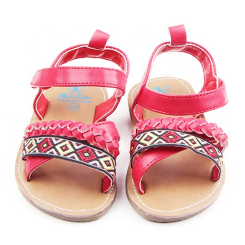 2021 high quality red black baby shoes hard bottom rope sandals