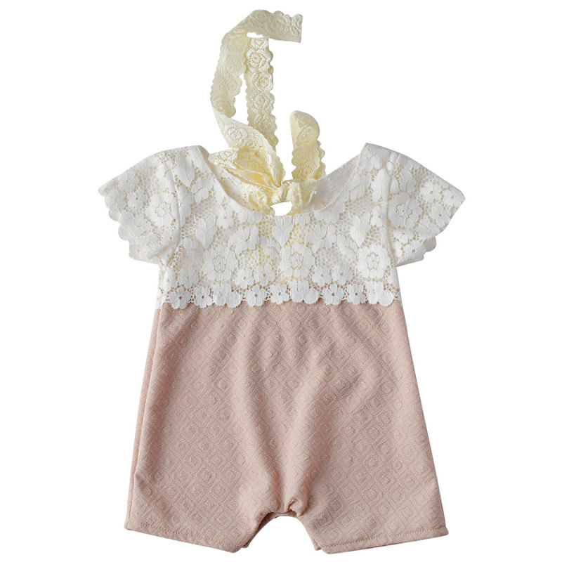 KAPU  pima cotton baby girl rompers short sleeve button flutter romper baby clothes