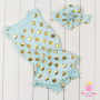 Kids fashionable clothing Hot stamping polka dot romper baby girl bodysuit pompom romper