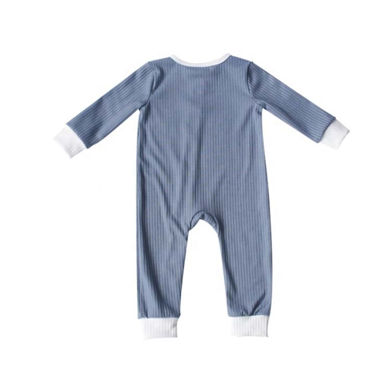 Nature Color Knitted Baby Girls Boys Unisex Long Sleeve Zipper Rompers Footed Pajamas Jumpsuits