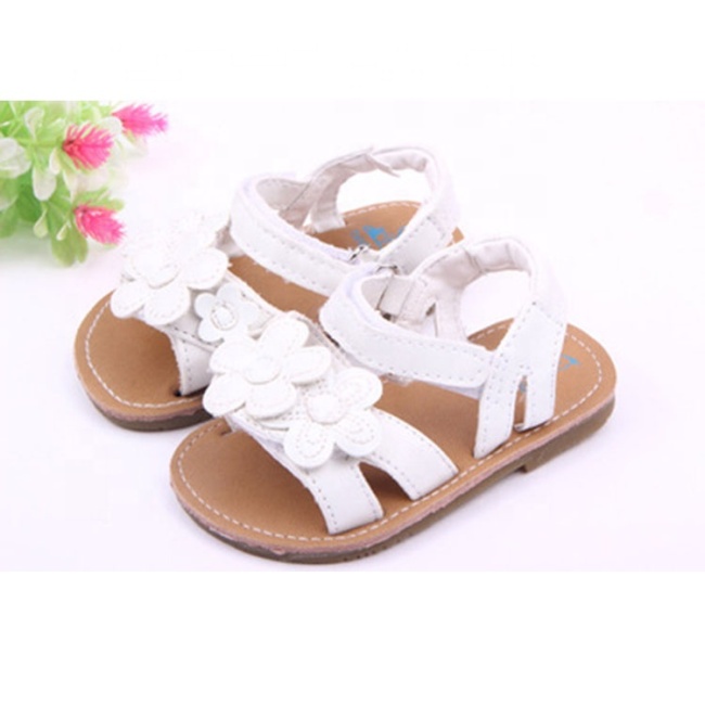2021 cheap wholesale trendy double strap leather flower baby girl sandals