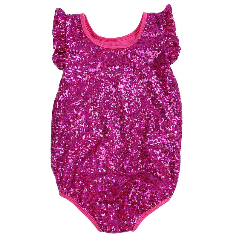 Top Quality Boutique Girl Romper Cotton Sleeveless  Baby Clothes Sequin Leotard