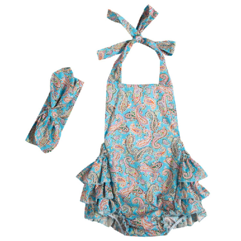 Summer Boutique Wholesale Price Importing Baby Rompers Cotton Baby Clothes with Headband Baby Girls Cotton Fabric Excellent 5pcs