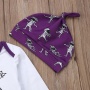Hot selling purple baby cartoon printed long pants girl clothes rompers