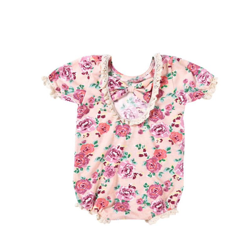 Summer Soft Newborn Baby Cotton Clothes Floral Vintage Bodysuit  Ruffle Design Baby Girls Romper