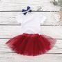 Hot Sale Pretty 4th Of July Baby Toddlers Short Sleeve Romper And Red Dresses With Sequin Bow