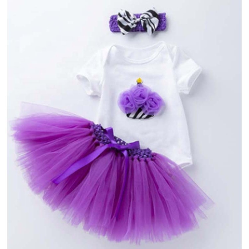 Wholesale Baby Girl Birthday Romper With Tulle Tutu Skirts And Headband 