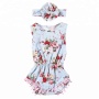 Kapu craft summer baby cotton sleeveless pompom jumpsuit infant girl romper with headband