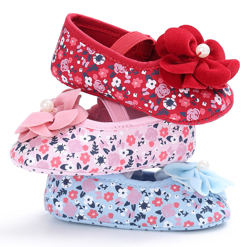 Hot Sale Boutique Cheap Flower Girls Pink Gold White Wedding Flat Shoes for Baby and Kids