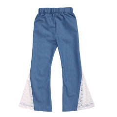KAPU Boutique Denim Bell-bottomed pants cotton baby girl long  lace jeans pants