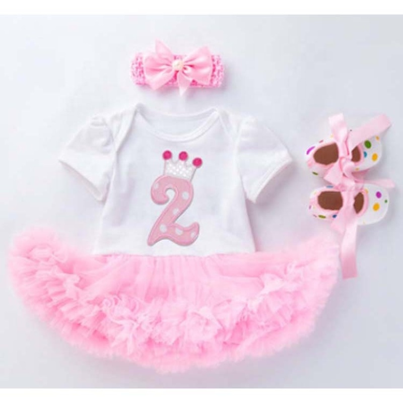 Wholesale Baby Birthday Tutu Tulle Dress With Baby Shoes And Headband Set