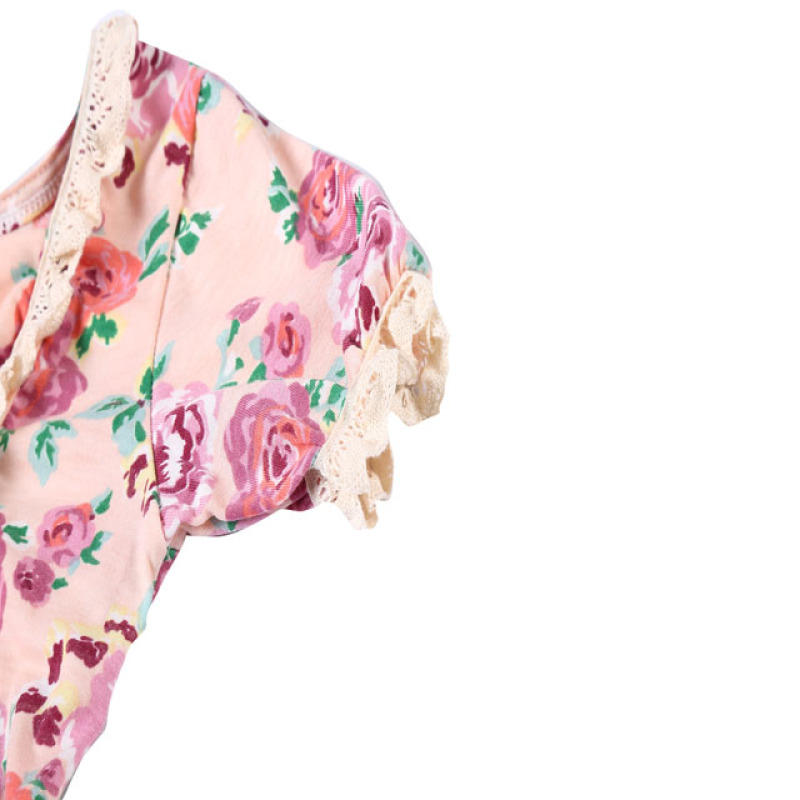 Summer Soft Newborn Baby Cotton Clothes Floral Vintage Bodysuit  Ruffle Design Baby Girls Romper