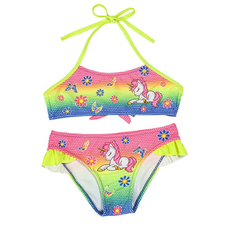New colorful designer inspired high waist two piece bikini cartoon swimwear