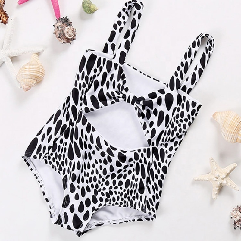 Summer orange one piece swimsuit beachwear dress hollow leopard bikini