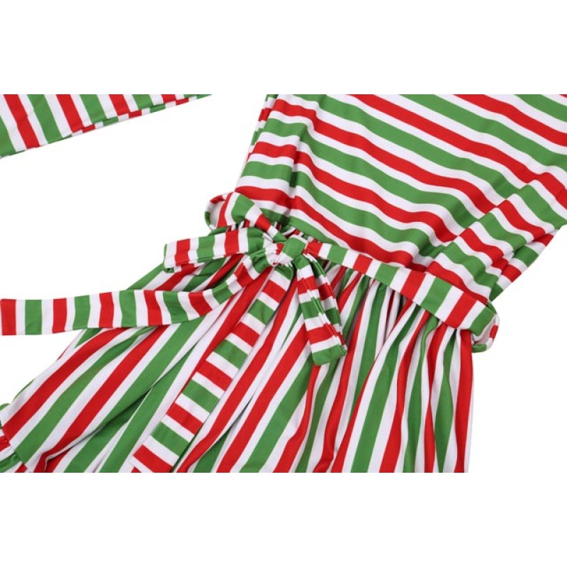 Fashionable Kids Girls Striped Christmas High-low Dress