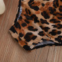 Wholesale Fashion Soft Fabric Leopard Printed Baby Girls Swimsuit Set with Black Fringe