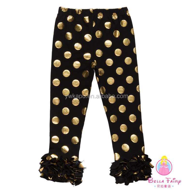Hot Pink Polka Dot Baby Pants Girls Pants Cotton Girls Solid Color Icing Ruffle Leggings