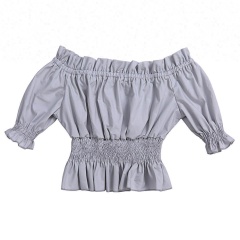 New Model Children's Tunic Top Wholesale Plain Color Toddler Girl Tops