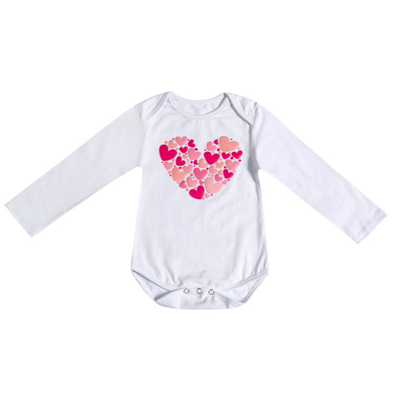 Cartoon letters loving heart white long sleeve cotton baby romper