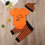 Supplier fall halloween pumpkin girls ruffles baby flared long pants outfits