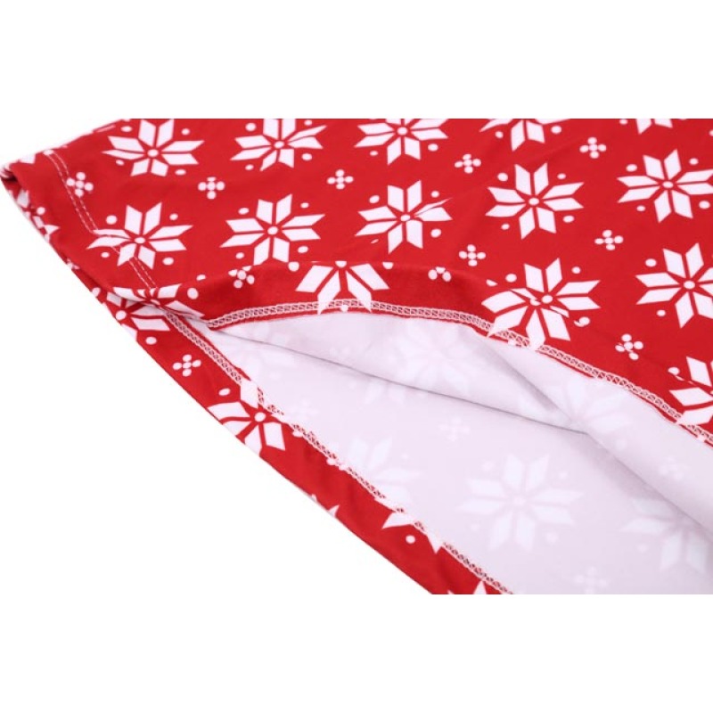 Cheerful Red Color Long Sleeve Christmas Tunic Dress for Children Girls