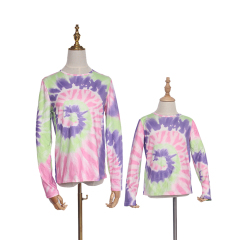 2020 Fall colorful printing fall causal tie dye t shirts mommy and me outfits