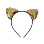 Custom Cute Sequin  Plastic Headband Girl Animal Black Glitter Paillette Cat Ear Headbands