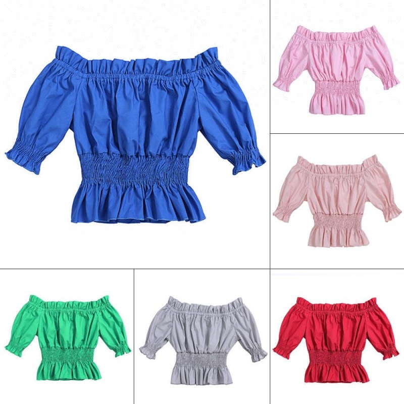 New Model Children's Tunic Top Wholesale Plain Color Toddler Girl Tops
