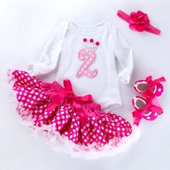Wholesale Kids Birthday Bodysuit And Petti Skirts With Baby Shoes And Headband Set