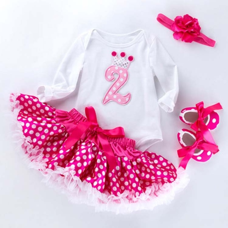 Wholesale Kids Birthday Bodysuit And Petti Skirts With Baby Shoes And Headband Set