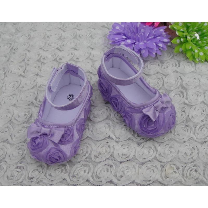 New design baby hard sole walking shoes rosette baby shoes for sale