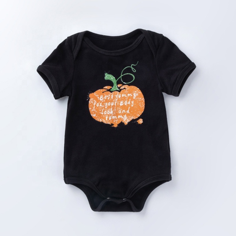 2021 black white pumpkin plaid baby clothes cotton newborn romper