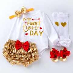 2021 manufacturer thanksgiving day cute digital print infant baby shoes stocking clothing sets